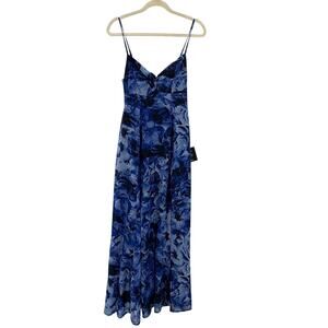 NWT Lulu’s Beautiful Soul Navy Floral Print Twist-Front Maxi Dress Sz S